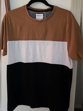 Men's Colorblock Crew Tee - Brown White Black